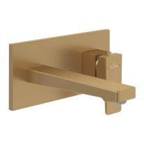 ARCHITECTURA SQUARE, BRUSHED GOLD, BATERIE INASTRATA LAVOAR, CU 2 TRECERI, 1 PLACA, PIPA 20CM, CU VENTIL CLICK-CLACK, PT TVW00015200000, TVW1250030007